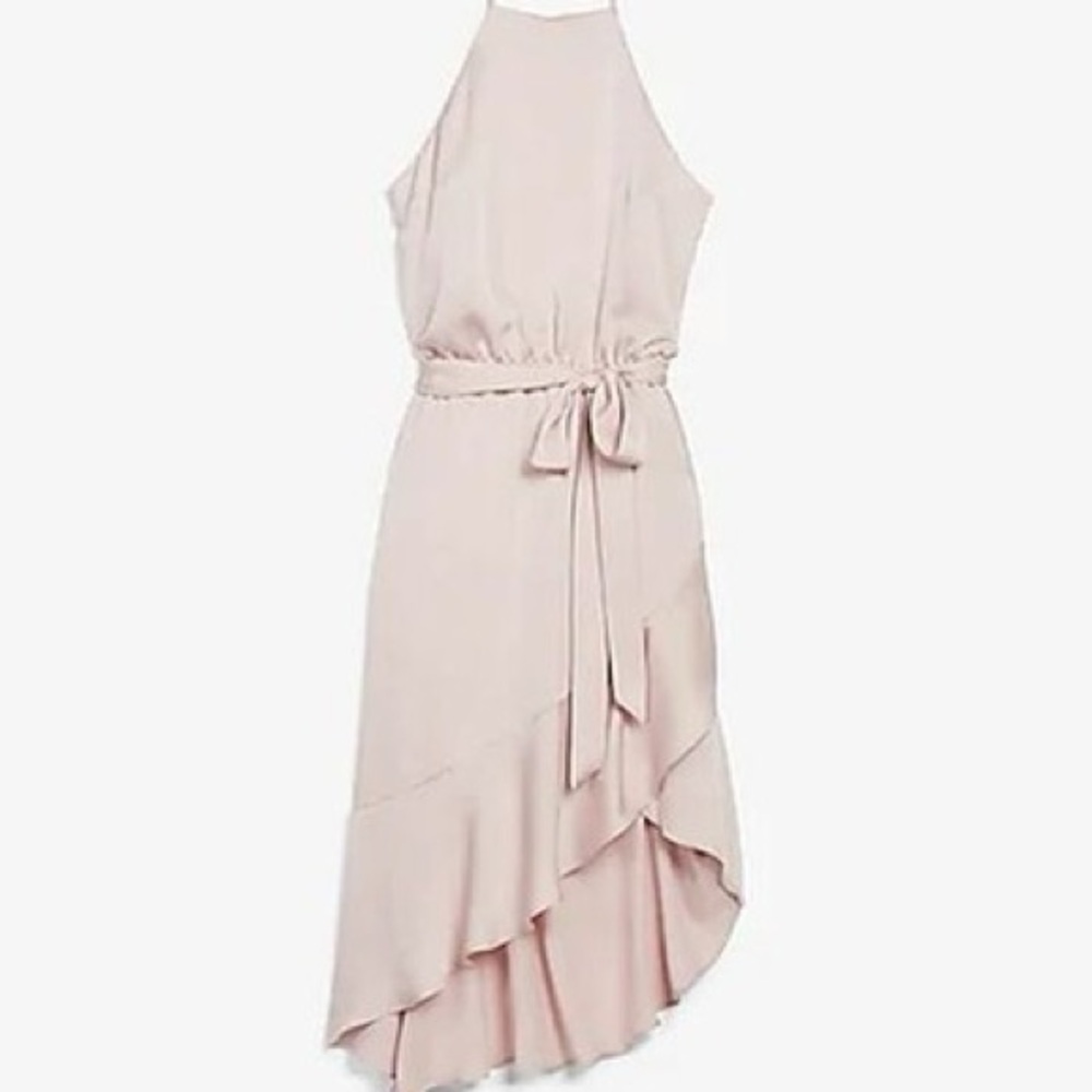 Express High Neck Asymmetrical Fit And Flare Dress XS